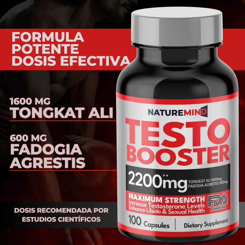 Fórmula de Testo Booster: Tongkat Ali 1600 mg y Fadogia Agrestis 600 mg