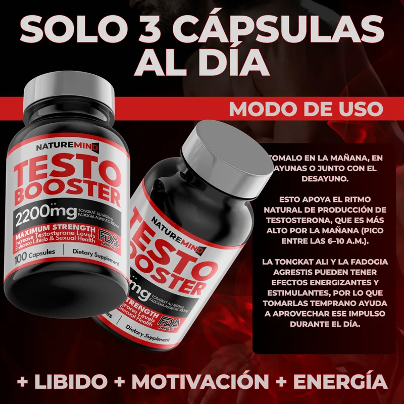 Cómo tomar Testo Booster: 3 cápsulas al día en la mañana